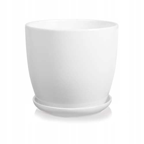 Doniczka ceramiczna z podstawką 13,5 cm biała
