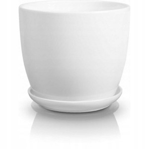 Doniczka ceramiczna z podstawką biała 17 cm