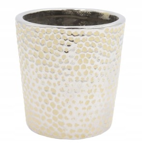 Doniczka ceramiczna na kwiaty srebrna 13 cm