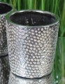 Doniczka ceramiczna na kwiaty srebrna 13 cm