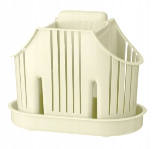 Ociekacz na sztućce z podstawką 3 komory Rico kremowy