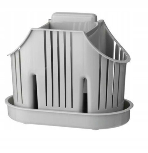 Ociekacz na sztućce z podstawką 3 komory Rico szary