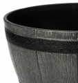 Donica imitacja drewna okrągła 40 cm Barrel szara