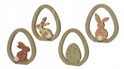 Figurka wielkanocna jajko drewniane i królik 24 cm 1 szt