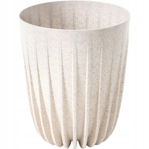 Doniczka plastikowa z wkładem Mira Eco wood 14,5 cm biała