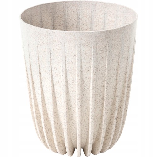 Doniczka plastikowa z wkładem Mira Eco wood 14,5 cm biała