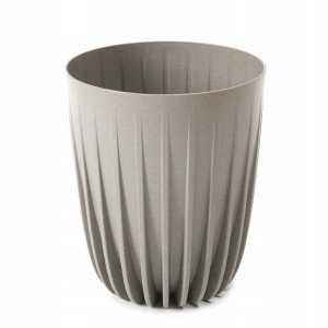 Doniczka plastikowa z wkładem Mira Eco wood 14,5 cm szara