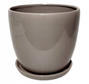 Doniczka ceramiczna z podstawką beżowa 18 cm