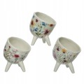 Doniczka ceramiczna w kwiaty na nóżkach mix wzorów