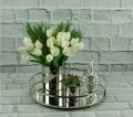 Doniczka ceramiczna walec srebrna 8 cm
