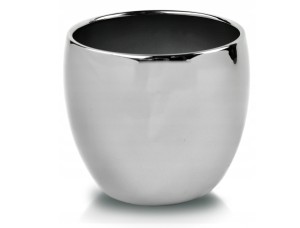 Doniczka ceramiczna kula srebrna 15 cm