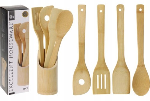 Zestaw przyborów kuchennych bambusowych 5 szt