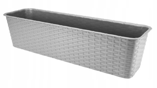 Doniczka balkonowa skrzynka rattanowa szary 60 cm