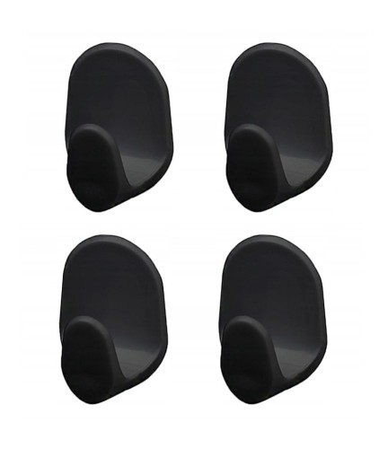 Haczyk ścienny samoprzylepny czarny 4 szt