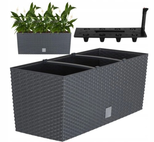 Doniczka skrzynka z systemem nawadniania antracytowa 51 cm