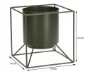 Kwietnik stojący metalowy ze stojakiem zielony 18 cm