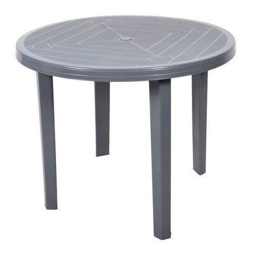 Stół ogrodowy okrągły plastikowy szary 90 cm