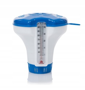 Dozownik pływający do chemii basenowej z termometrem