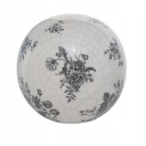Kula dekoracyjna ceramiczna w kwiaty biała 15 cm