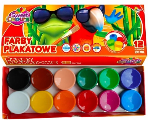 Farby plakatowe zmywalne Otocki 12 kolorów 20 ml