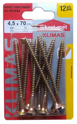 Wkręty hartowane do drewna 4,5x70 mm 12 szt