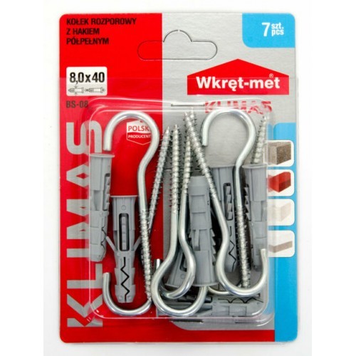 Kołki rozporowe z hakiem półpełnym sufitowym 8x40 cm