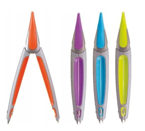 Cyrkiel metalowy szkolny + rysiki w kasetce