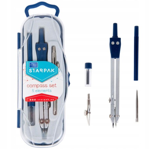 Cyrkiel metalowy zestaw szkolny 5 elementów