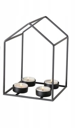 Świecznik czarny domek ozdobny 20 cm