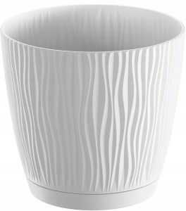 Doniczka plastikowa biała okrągła 16 cm Sandy