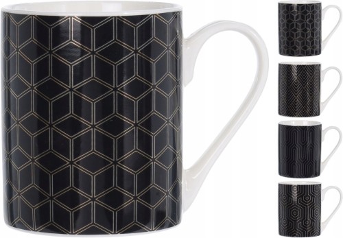 Kubek porcelanowy 300 ml 1 szt czarny mix wzorów