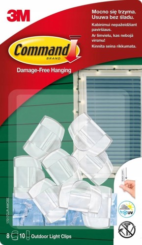 Klipsy do wieszania lampek i ozdób Command 8 szt