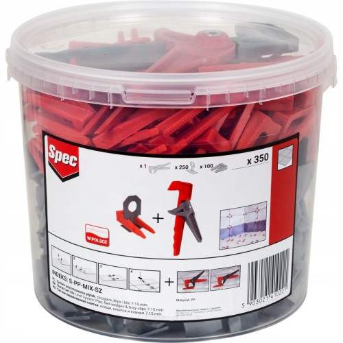 System poziomowania płytek klin + klips + szczypce 350 szt