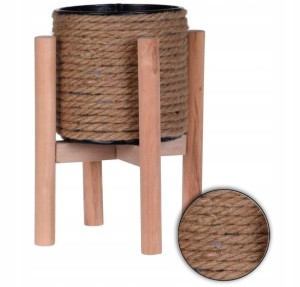 Doniczka pleciona juta na nóżkach boho 23 cm