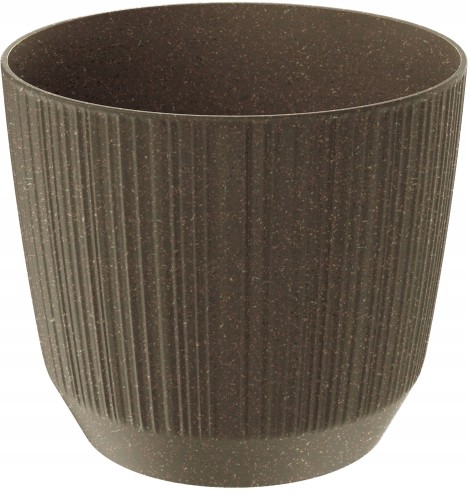 Doniczka plastikowa okrągła brąz Ryfo Eco Wood