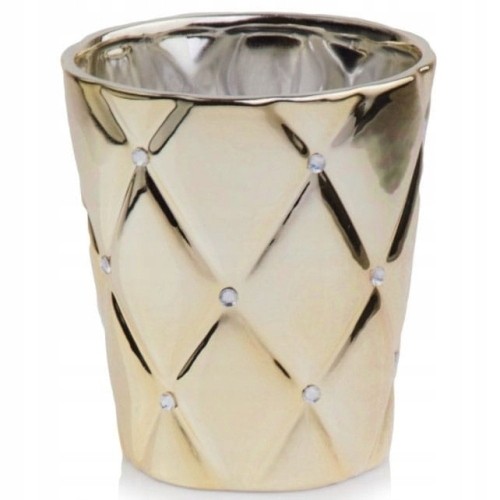 Doniczka glamour ceramiczna złota z cyrkoniami 15 cm