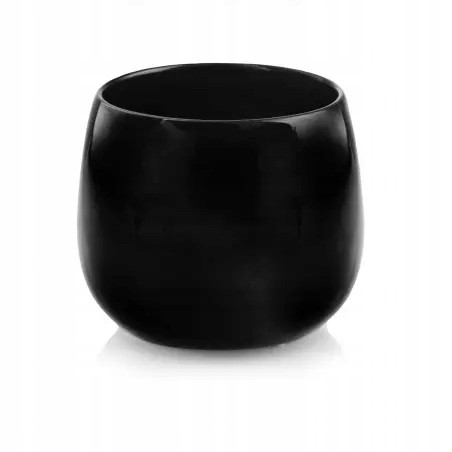 Osłonka na doniczkę ceramiczna kula czarna 15 cm