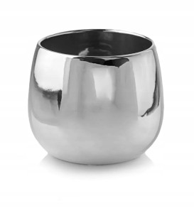 Osłonka na doniczkę ceramiczna srebrna okrągła 15 cm