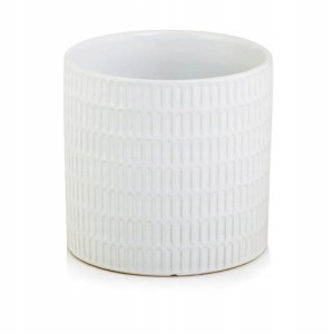 Doniczka ceramiczna szkliwiona okrągła biała 13 cm