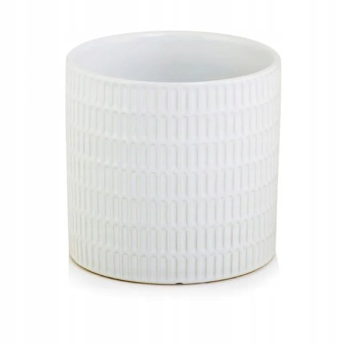 Doniczka ceramiczna szkliwiona okrągła biała 13 cm
