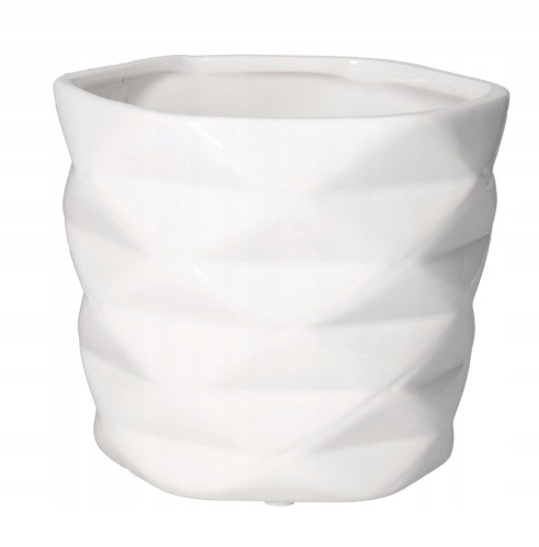 Doniczka ceramiczna geometryczna biała 15 cm