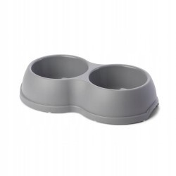 Miska podwójna dla psa szara plastikowa 1,2 l