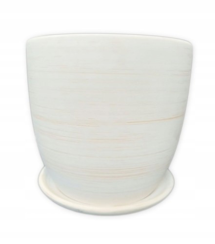 Doniczka ceramiczna z podstawką biała 15 cm
