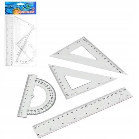 Zestaw geometryczny szkolny 4 elementy