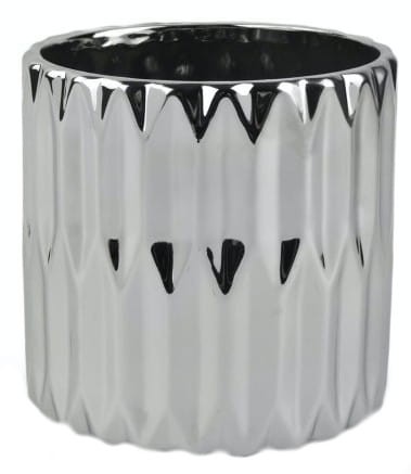 Doniczka ceramiczna cylinder okrągła srebrna 13 cm