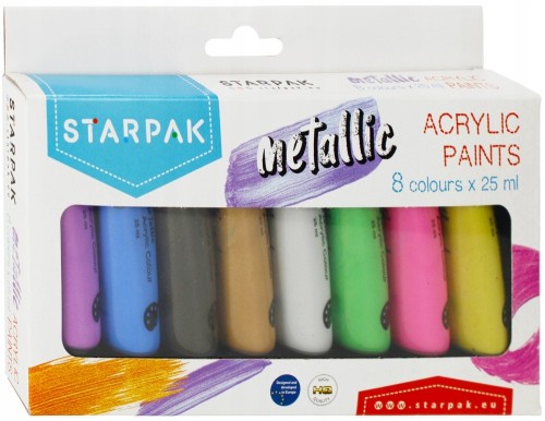Farby akrylowe szkolne metaliczne 8 x 25 ml