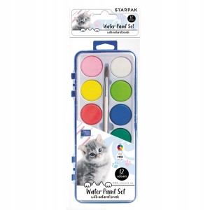 Farby akwarelowe z pędzelkiem 12 kolorów Cuties