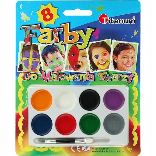 Farby do malowania twarzy 8 kolorów + pędzelek