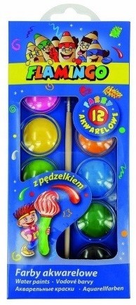 Farby akwarelowe wodne 12 kolorów + pędzel