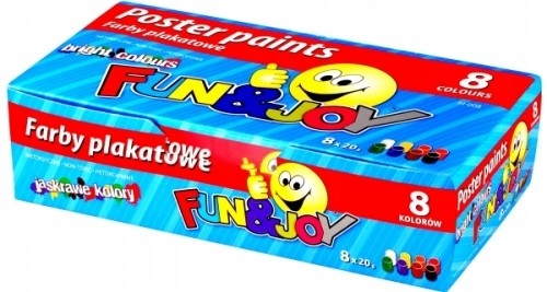 Farby plakatowe 8 kolorów 20 ml szkolne Fun&Joy